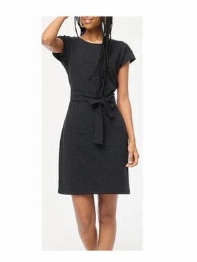 J. Crew Black Short-Sleeve Tie-Waist Dress